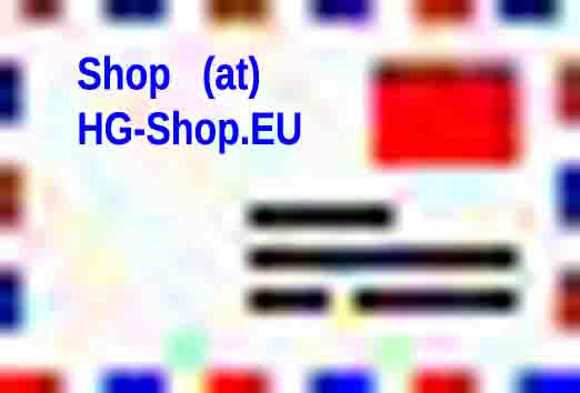 Bunter Briefumschlag mit der eingedruckten E-Mail-Adresse von HG-shop