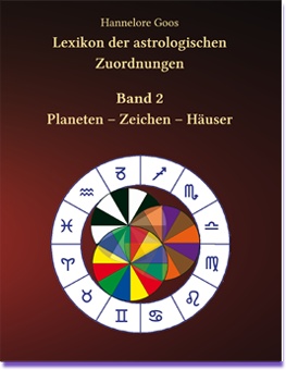 Vorderseite des Lexikons, ein brauner Hintergrund, Autorin, Titel, Bild des Tierkreises wie auf der Startseite dieser Webpräsenz, darunter "3.Auflage"